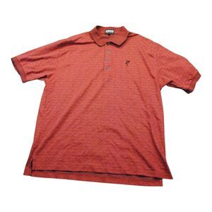 ASHWORTH Harry Logan Vtg 90s Red Maze Pattern Polo Shirt Men's L
